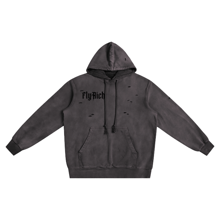Hand-Frayed Fly Rich Cross Hoodie