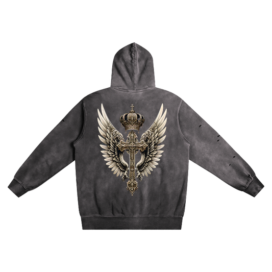 Hand-Frayed Fly Rich Cross Hoodie