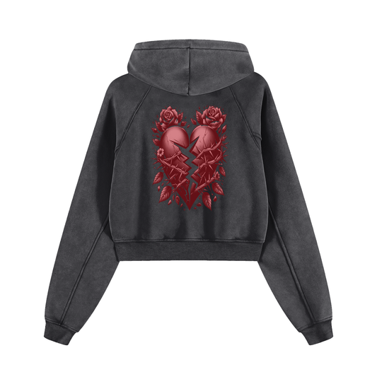 Women Broken Love Cropped Hoodie