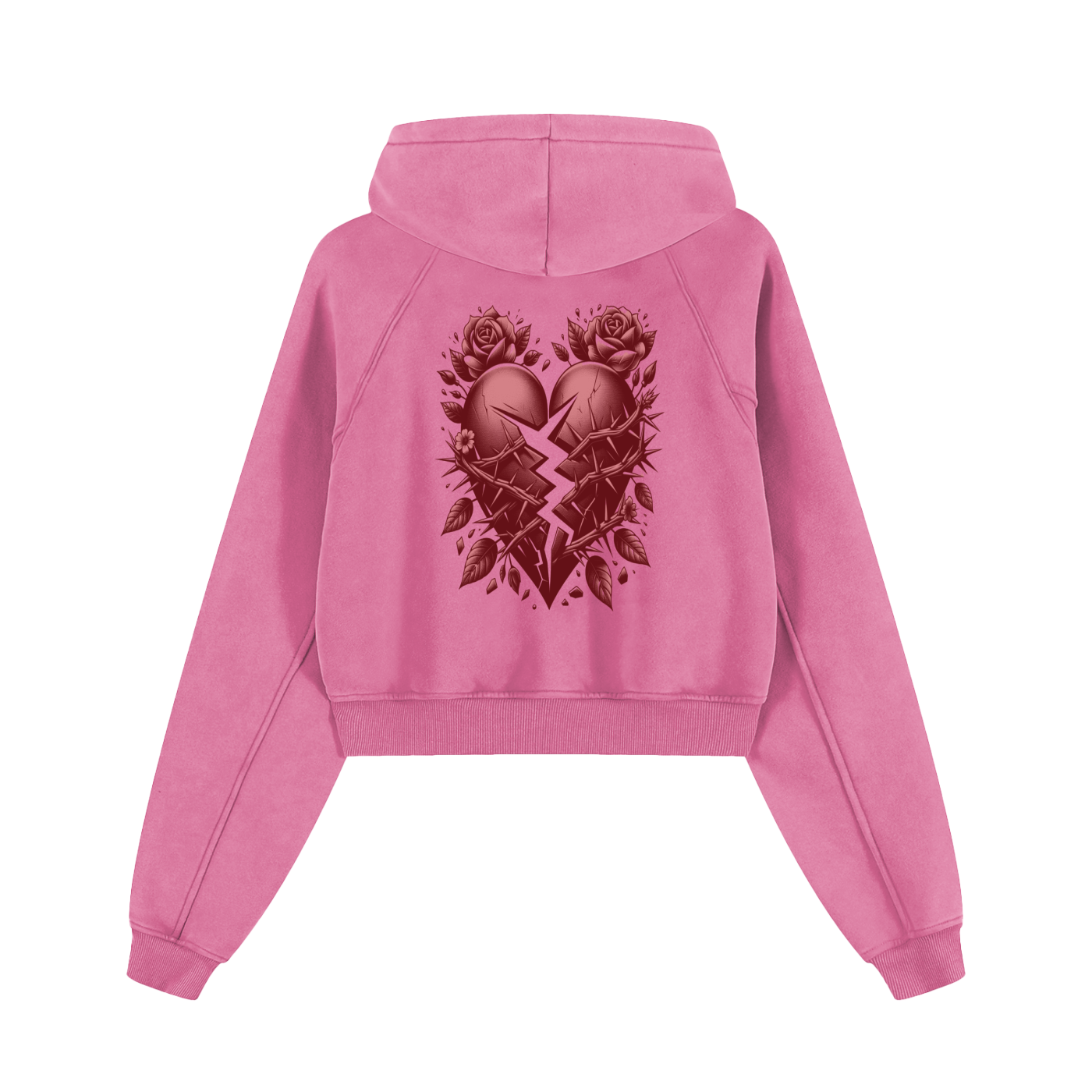 Women Broken Love Cropped Hoodie