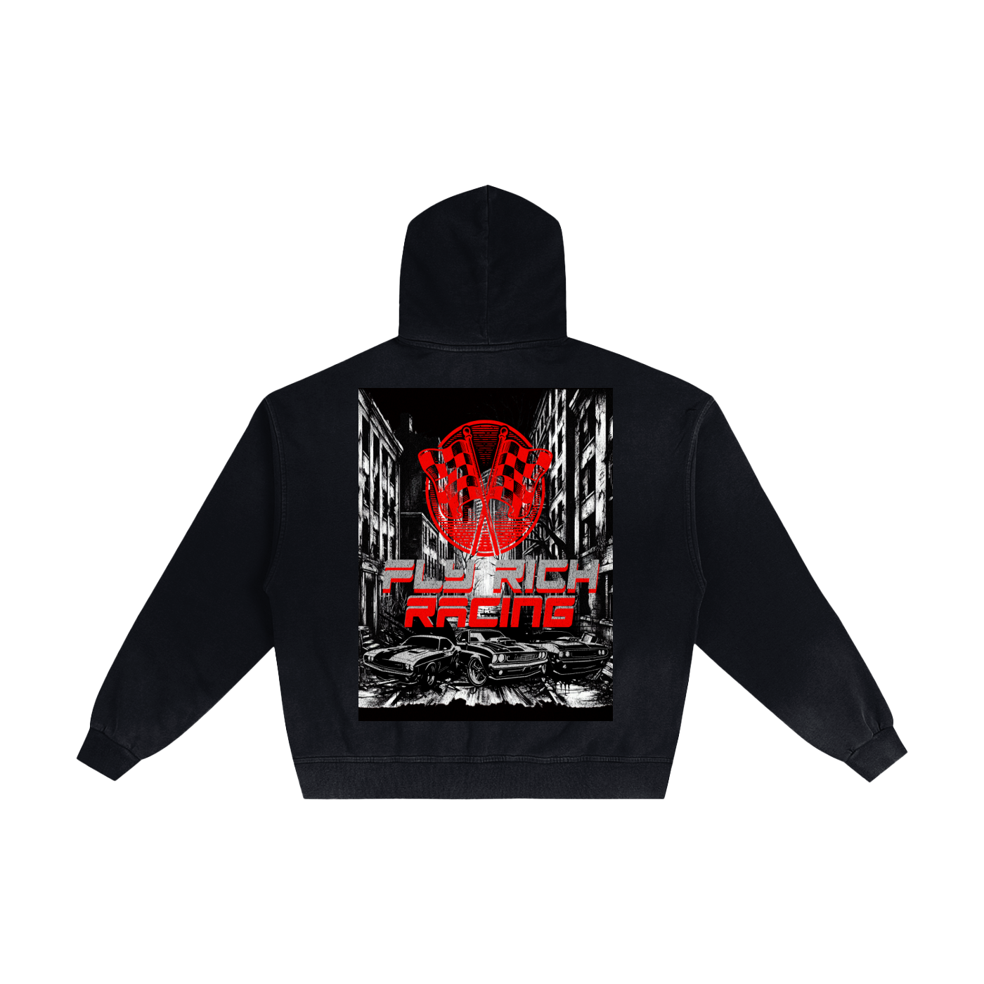 Fly Rich Racing Hand-Frayed Zip Hoodie