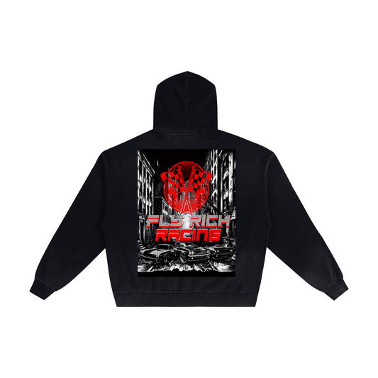 Fly Rich Racing Hand-Frayed Zip Hoodie