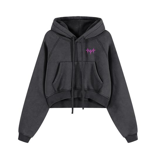 Women's Snow Washed Triple Cross Cropped Hoodie