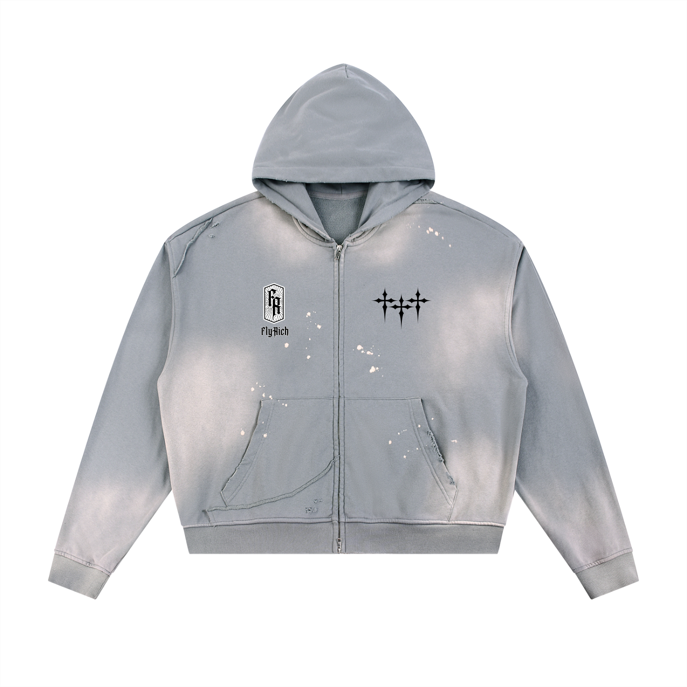 Fly Rich Triple Cross Zip Up Hoodie