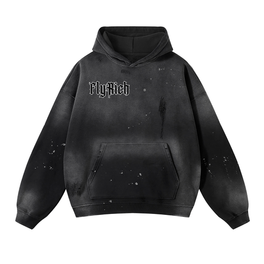 Vintage Wash Frayed Fly Rich Hoodie