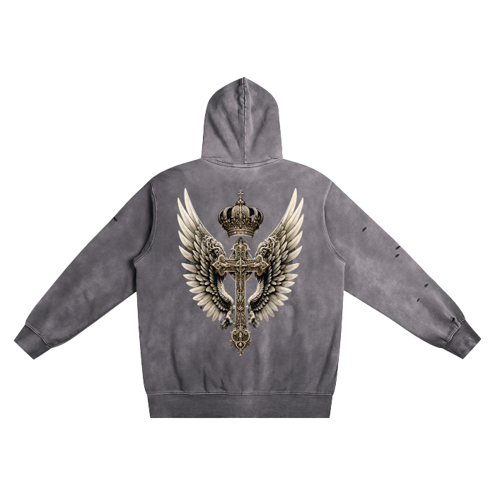 Hand-Frayed Fly Rich Cross Hoodie